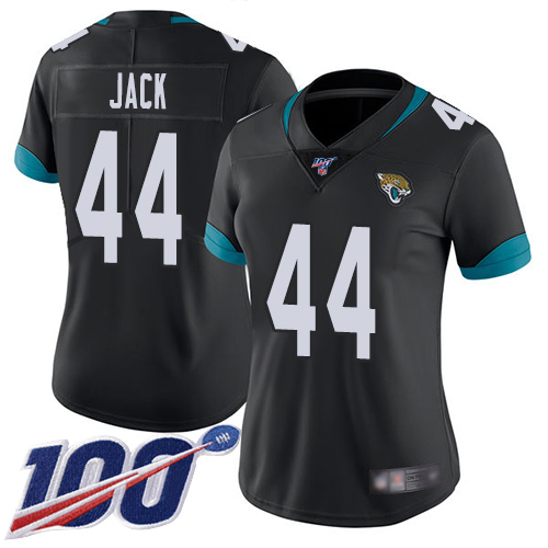 Nike Jacksonville Jaguars #44 Myles Jack Black Team Color Women Stitched NFL 100th Season Vapor Limited Jersey->women nfl jersey->Women Jersey